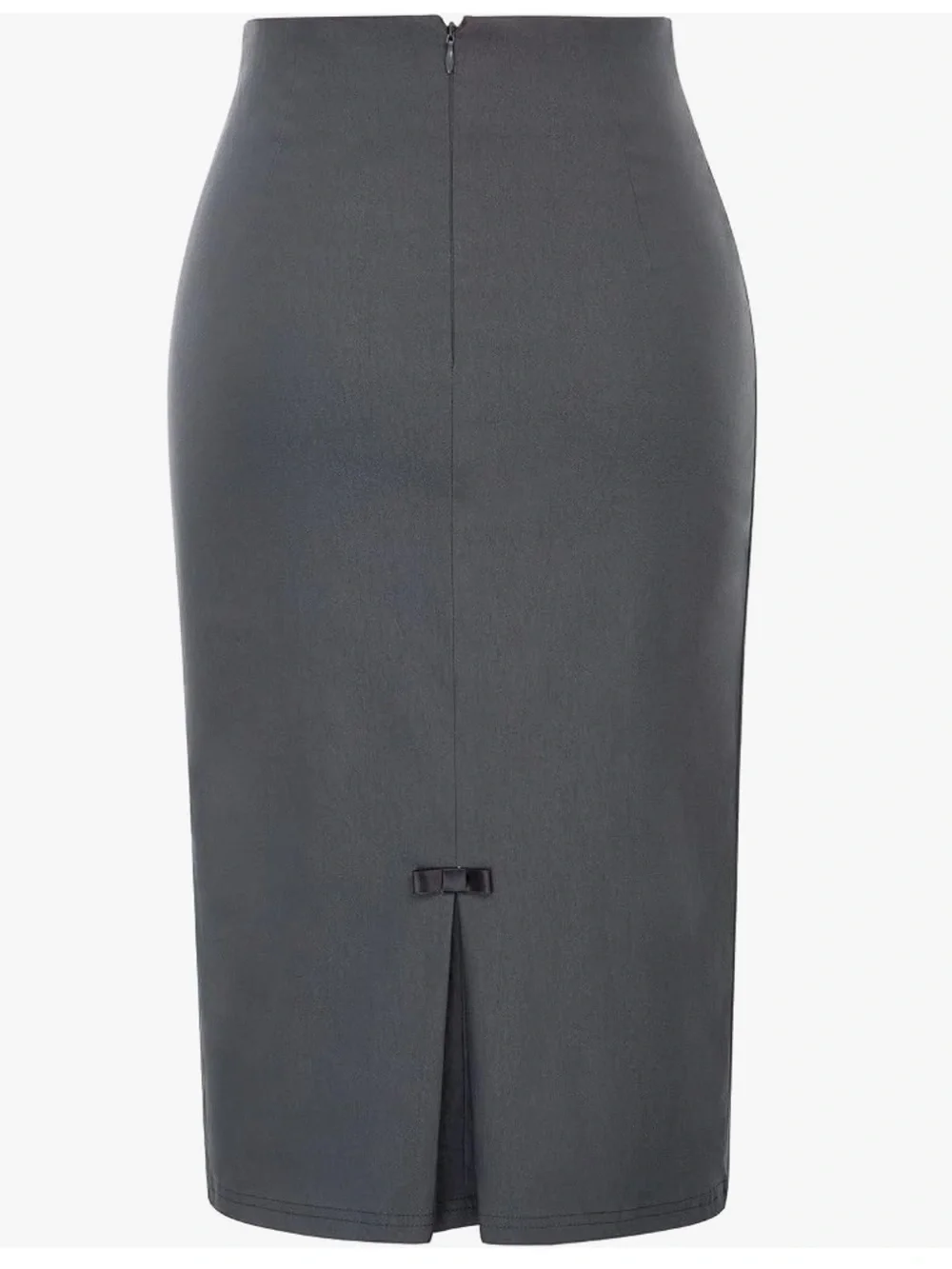 Belle Poque Charcoal Pencil Midi Skirt with Bow Detail, Small, EUC